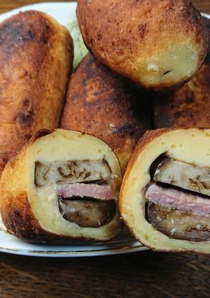 チーズな豚肩ロースの茄子挟み揚げパン-レシピのメイン写真