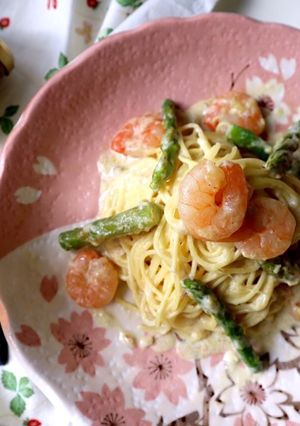 エビとアスパラの塩レモンクリームパスタ-レシピのメイン写真