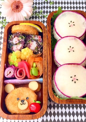 赤カブ浅漬けおにぎり くまチキンカツ弁当-レシピのメイン写真