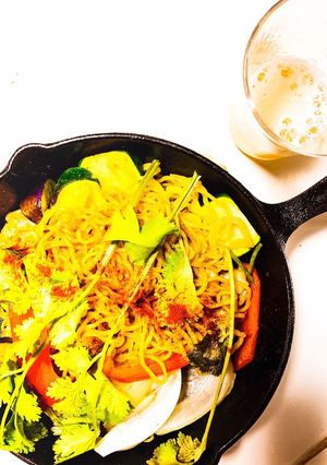 夏野菜のカレー焼きそば♪#ニトスキ でも-レシピのメイン写真