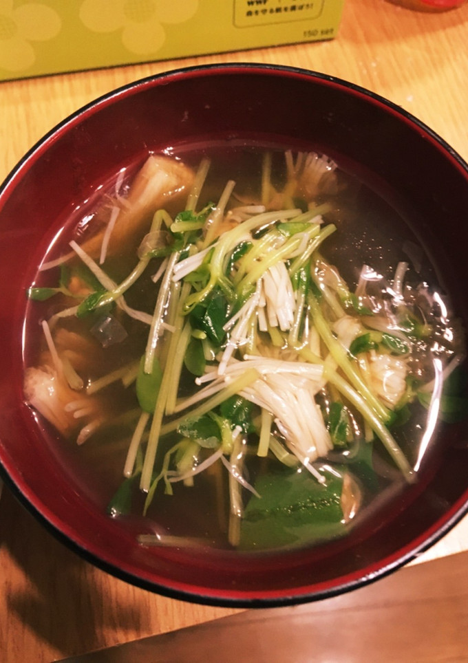ネバシャキ！えのきとオクラと豆苗のスープ-レシピのメイン写真