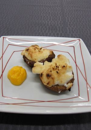 しいたけのメレンゲのせ　卵黄酢かけ-レシピのメイン写真