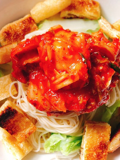 サクサクお揚げとキムチのぶっかけそうめん-レシピのメイン写真