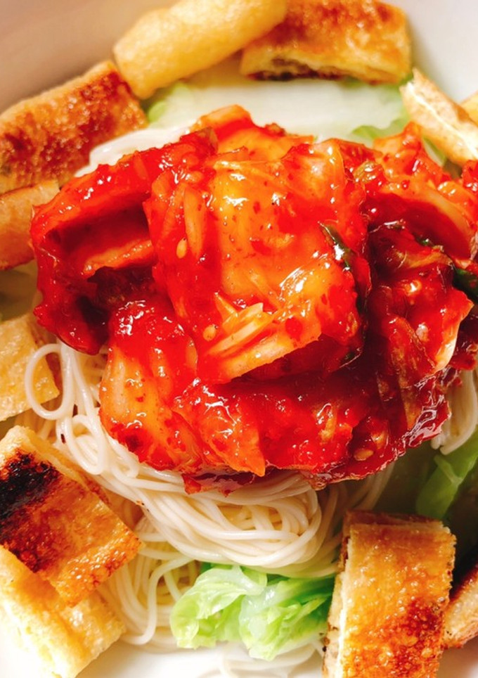 サクサクお揚げとキムチのぶっかけそうめん-レシピのメイン写真