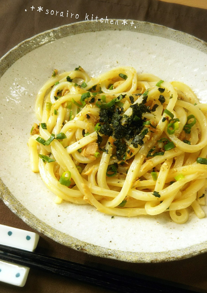 ５分でご飯★ツナとネギの麺つゆ焼きうどん-レシピのメイン写真