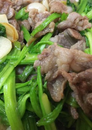 簡単美味・羊肉とセリのニンニク炒め-レシピのメイン写真