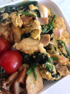鶏むねとほうれん草の卵バター炒め☆-レシピのメイン写真