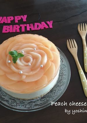 桃の薔薇のレアチーズケーキ♡-レシピのメイン写真