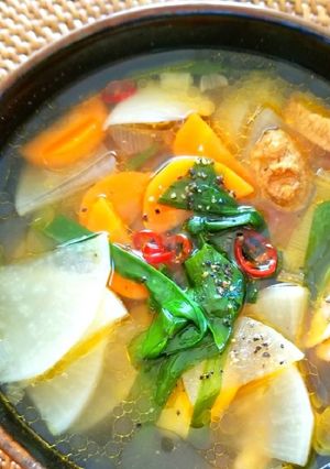 電子レンジで✿韓国風【肉汁】スープ&シメ-レシピのメイン写真