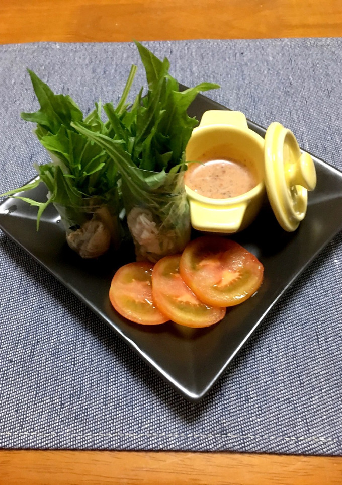 豚の冷しゃぶと水菜の生春巻き♪-レシピのメイン写真