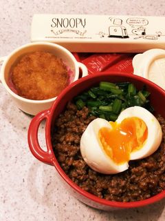 ハンバーグそぼろ丼弁当-レシピのメイン写真