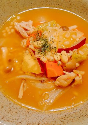体ぽかぽかもち麦入りカレースープ-レシピのメイン写真