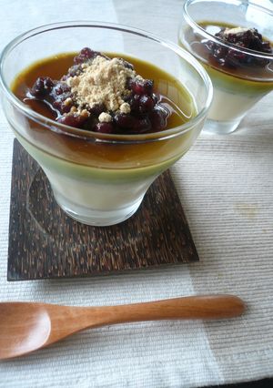 ヘルシー☆抹茶豆乳プリンのあずき黒蜜がけ-レシピのメイン写真
