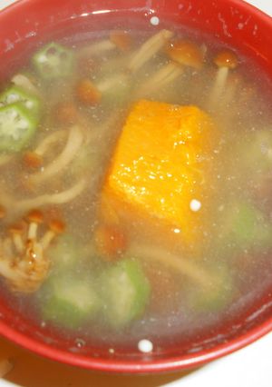 なめことおくらのお味噌汁時々かぼちゃ入り-レシピのメイン写真