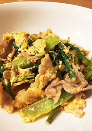 豚肉と小松菜のチーズｉｎ卵とじ-レシピのメイン写真