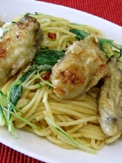 牡蠣と水菜のペペロンチーノ-レシピのメイン写真