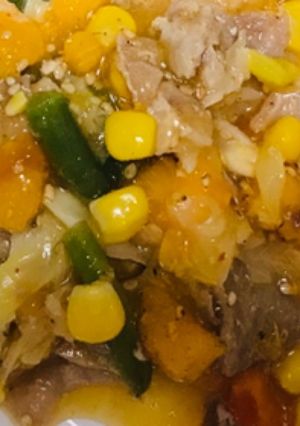 柿と豚肉のあっさり塩ダレ和え-レシピのメイン写真