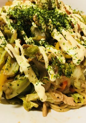 鶏肉のウスター＆トンカツソースの焼きそば-レシピのメイン写真