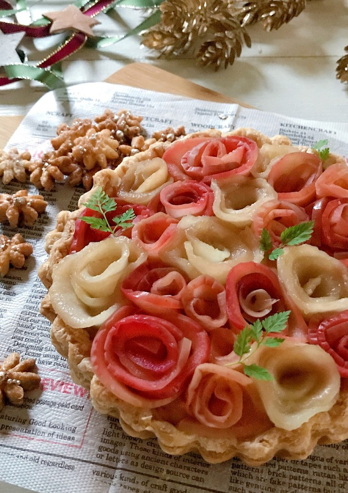 りんごと洋梨の薔薇カスタードパイ-レシピのメイン写真