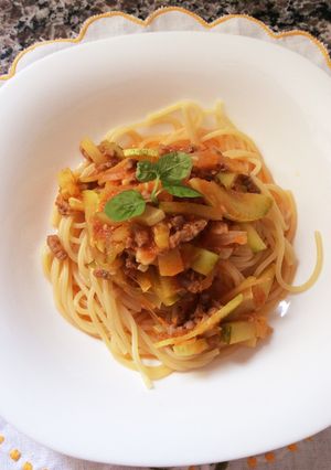 ズッキーニ入りボロネーゼパスタ♬-レシピのメイン写真