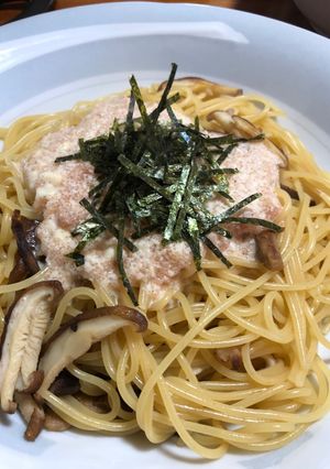しいたけと明太子のスパゲティ-レシピのメイン写真