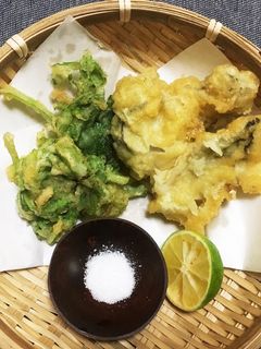 牡蠣と春菊の天ぷら♪-レシピのメイン写真