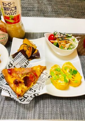ブリの照り焼き・ピザの好きなもの晩ご飯-レシピのメイン写真