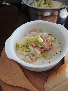 ベビーホタテと白菜とハムのミルク煮-レシピのメイン写真