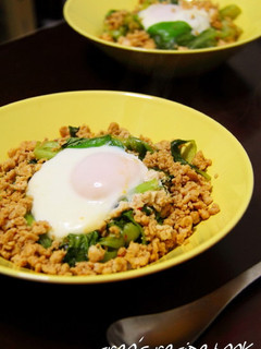ひき肉と青梗菜のピリ辛丼-レシピのメイン写真