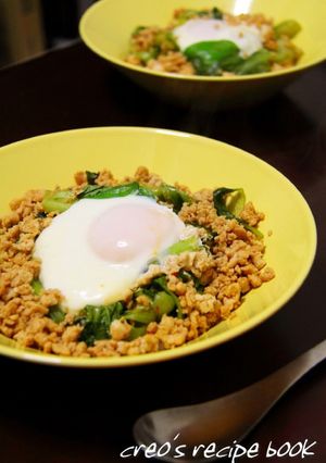 ひき肉と青梗菜のピリ辛丼-レシピのメイン写真