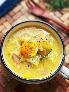 かぼちゃと白菜の豆乳コンソメスープ♪♪-レシピのメイン写真