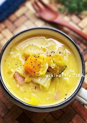 かぼちゃと白菜の豆乳コンソメスープ♪♪-レシピのメイン写真