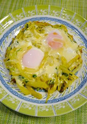 簡単！白菜小松菜の巣篭りチーズ焼き-レシピのメイン写真