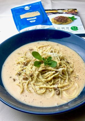 糖質制限!豆乳ミートクリームパスタ-レシピのメイン写真