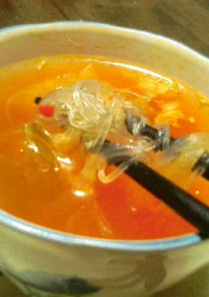 キムチと生姜の酸辣湯風春雨スープ-レシピのメイン写真