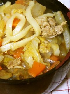 鍋の残り野菜でこくのあるカレーうどん-レシピのメイン写真