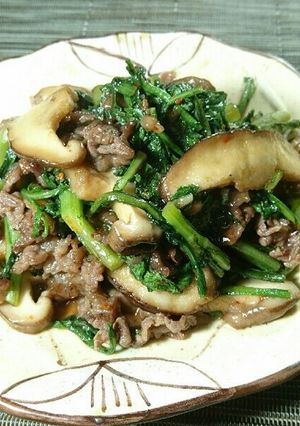 春菊と牛肉の炒め-レシピのメイン写真