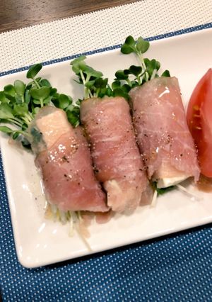 【時短】カイワレと塩豆腐の生ハム巻き-レシピのメイン写真