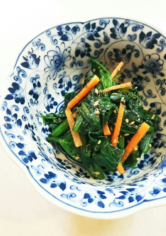 人参 ほうれん草のめんつゆ ごま和え-レシピのメイン写真