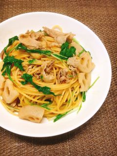 蓮根と豚肉の和風パスタ✤-レシピのメイン写真