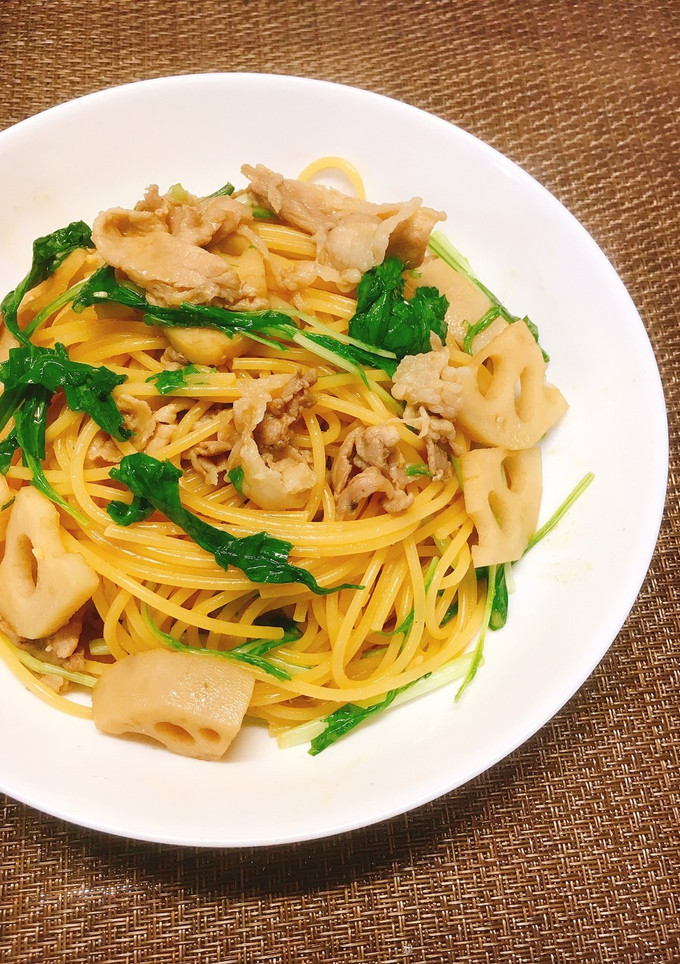 蓮根と豚肉の和風パスタ✤-レシピのメイン写真