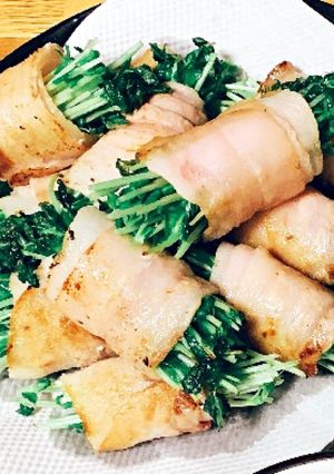 豆苗の豚バラ巻き！-レシピのメイン写真