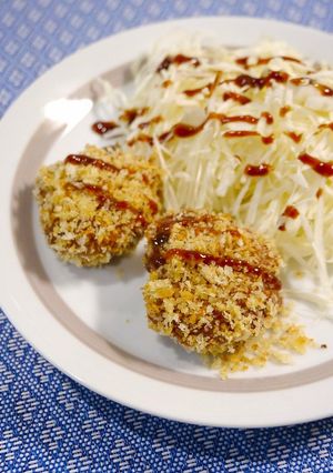 簡単！焼きパン粉☆揚げないメンチカツ-レシピのメイン写真