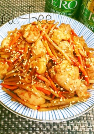 ご飯が進む♪甜麺醤で中華風鶏きんぴら-レシピのメイン写真