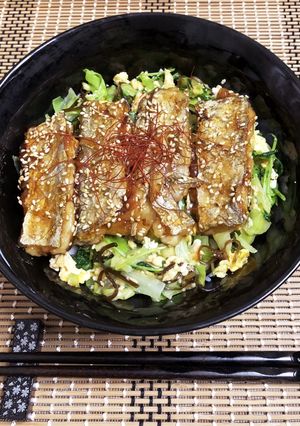 太刀魚はんぺんバーグのゴマ照り焼き丼-レシピのメイン写真