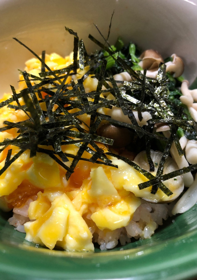 半熟卵ときのこ丼（明太子ご飯）-レシピのメイン写真