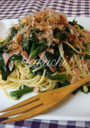 ほうれん草ベーコン　柚子胡椒ポン酢パスタ-レシピのメイン写真