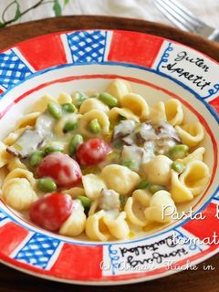 ゴボウとトマトの味噌クリームパスタ-レシピのメイン写真