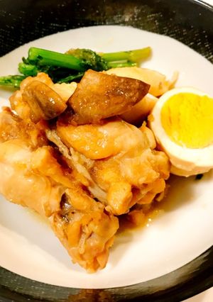 疲労回復♡鶏手羽元ときのこのポン酢煮込み-レシピのメイン写真