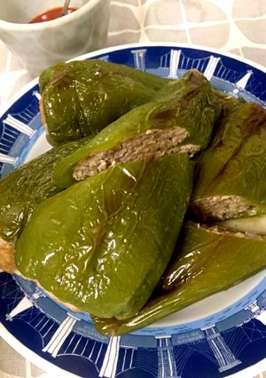 まるごとピーマンの肉詰め-レシピのメイン写真